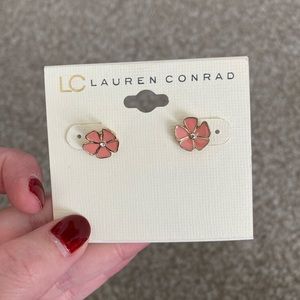 Lauren Conrad Floral Earrings Pink